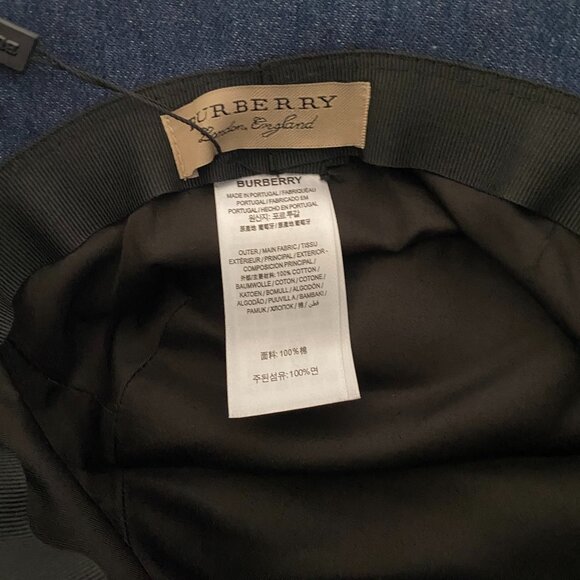 BURBERRY Blue Denim Circle Logo Bucket Hat - Picture 4 of 4